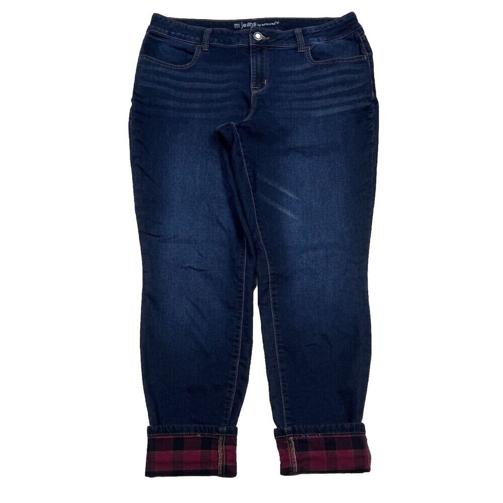 Maurices Jeans Womens XL REG Mid Rise Fold Cuff Blue Stretch Measures 35 x 26